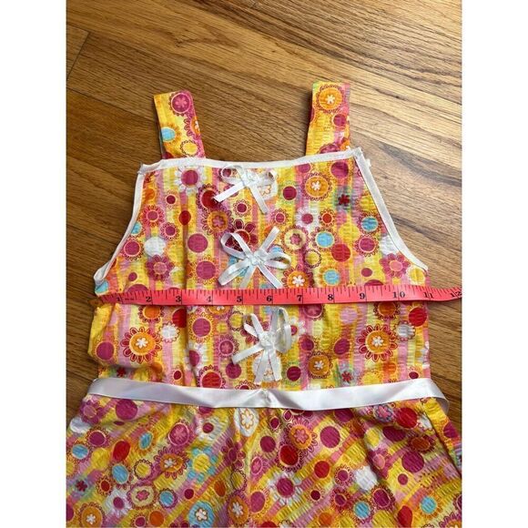 Vintage Girls Flower Power Dress 90s does 70s Seersucker - Picture 3 of 6